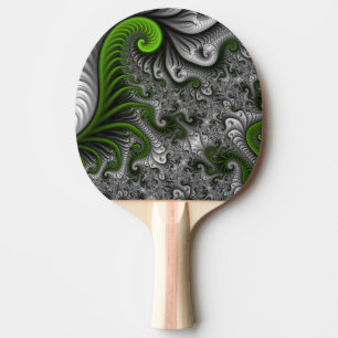 Fantasy World Green And Grey Abstract Fractal Art Ping Pong Paddle
