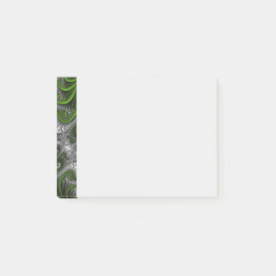 Fantasy World Green And Grey Abstract Fractal Art Post-it Notes