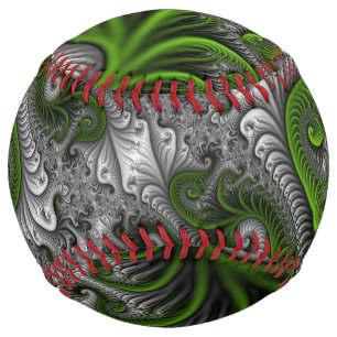 Fantasy World Green And Grey Abstract Fractal Art Softball