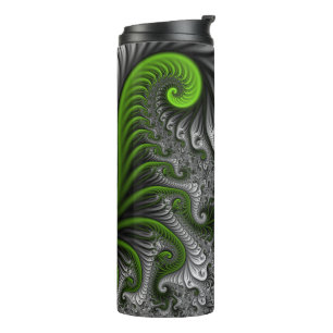 Fantasy World Green And Grey Abstract Fractal Art Thermal Tumbler