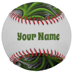 Fantasy World Green And Grey Abstract Fractal Name Softball