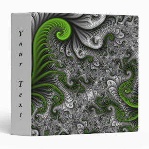 Fantasy World Green And Grey Abstract Fractal Text Binder