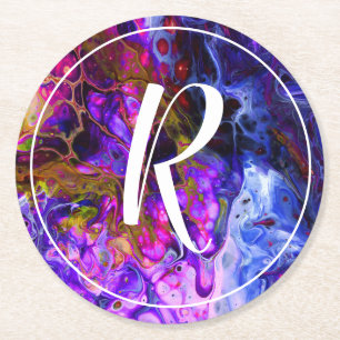 Fantasy World Monogram Round Paper Coaster