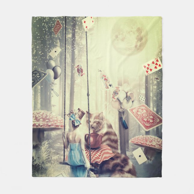 Fantasy World Playing Cards  Fleece Blanket (Front)
