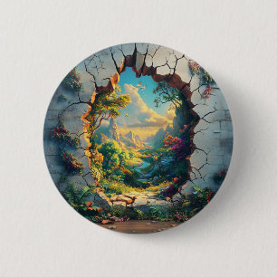 Fantasy World Through a Cracked Wall Design 2 Inch Round Button