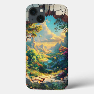 Fantasy World Through a Cracked Wall Design iPhone 13 Case