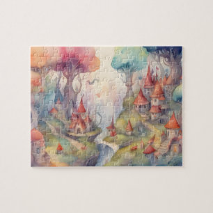 Fantasy World Watercolor Colorful Castle Jigsaw Puzzle