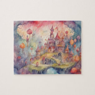 Fantasy World Watercolor Colourful Castle Jigsaw Puzzle