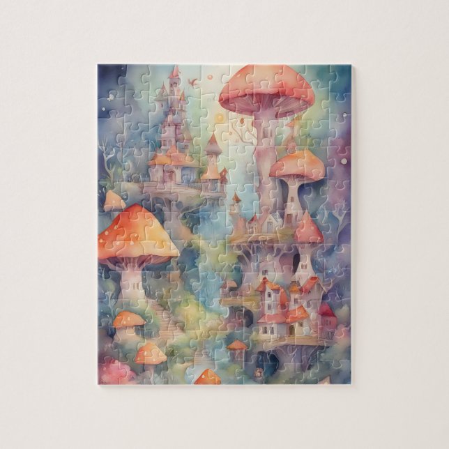 Fantasy World Watercolor Colourful Castle Jigsaw Puzzle (Vertical)