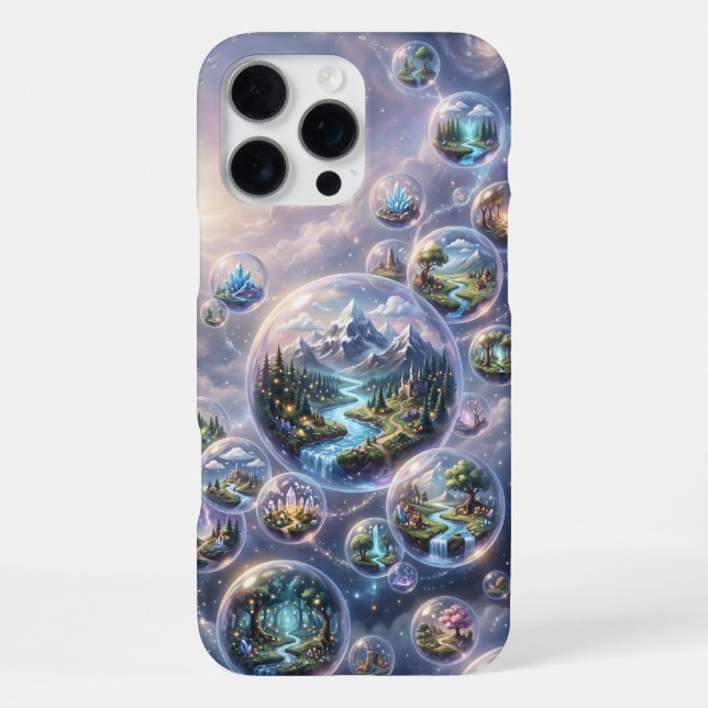 Fantasy Worlds in Floating Cosmic Bubbles iPhone Case (Back)