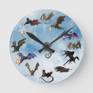 Fantasy Wyvern Dragon Lover  Round Clock
