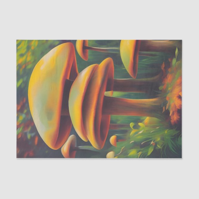 Fantasy Yellow Mushrooms decoupage Tissue Paper (Front)