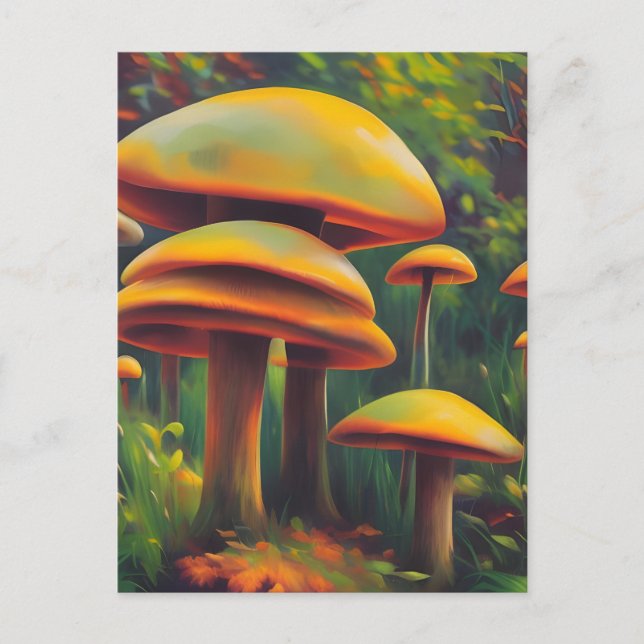 Fantasy Yellow Mushrooms Postcard (Front)