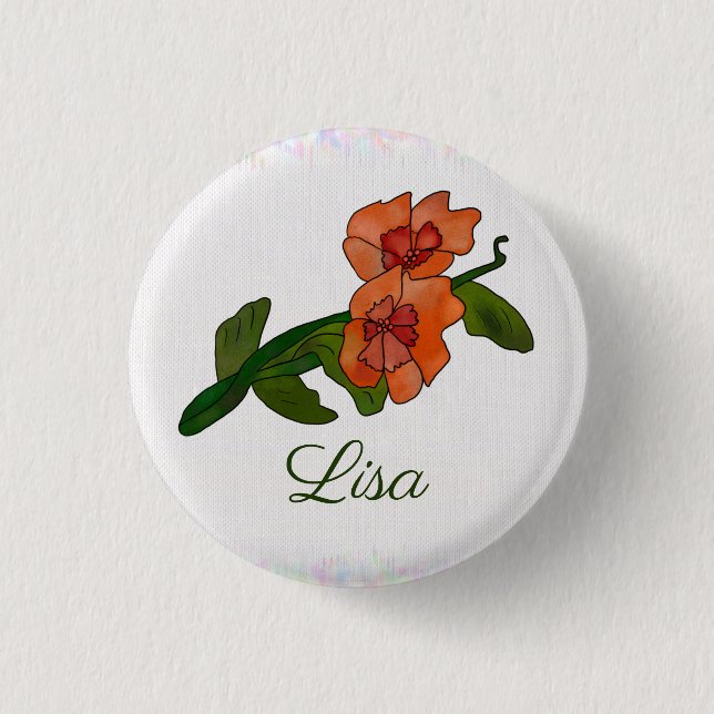 Fantasyblume, personalisiert 1 inch round button (Front)