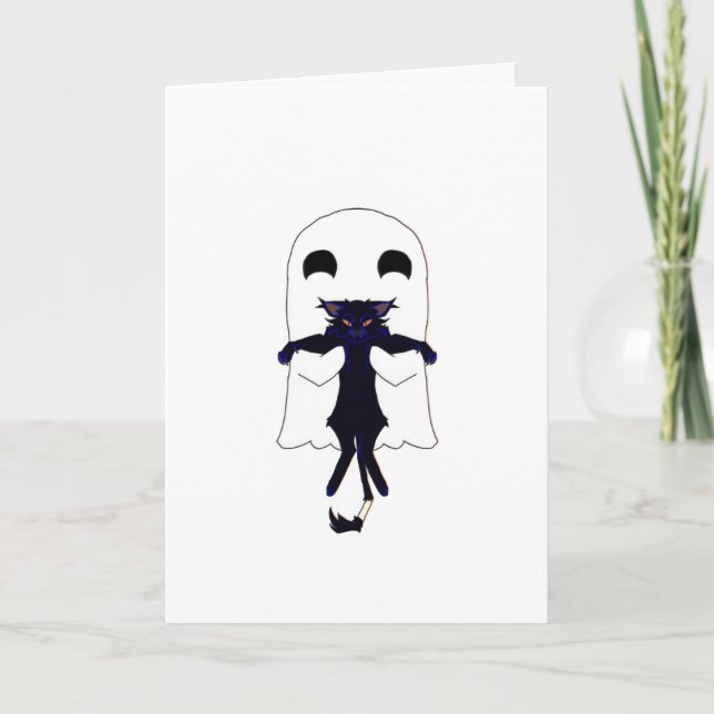 Fantôme + Carte Whimsical Chat Noir Gratuit (Devant)