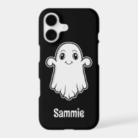 Fantôme de dessin animé souriant mignon avec nom p