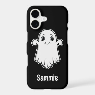 Fantôme de dessin animé souriant mignon avec nom p