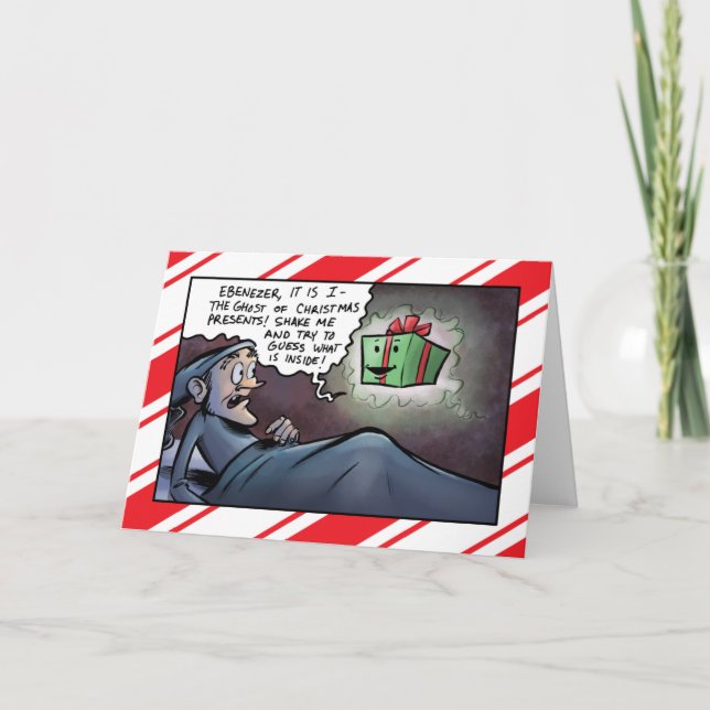 Fantôme de Noël présente Scrooge carte de voeux (Devant)