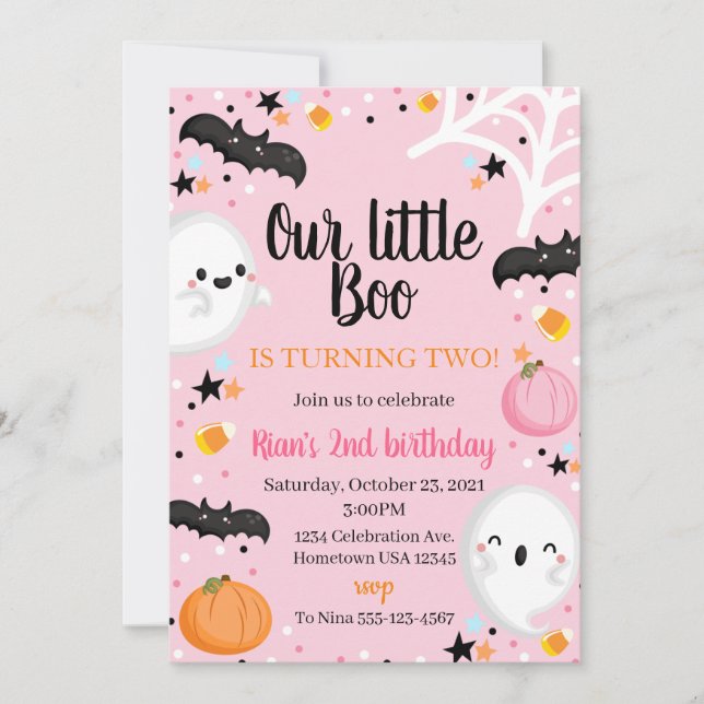 Fantôme Halloween Anniversaire Invitation Spooktac (Devant)