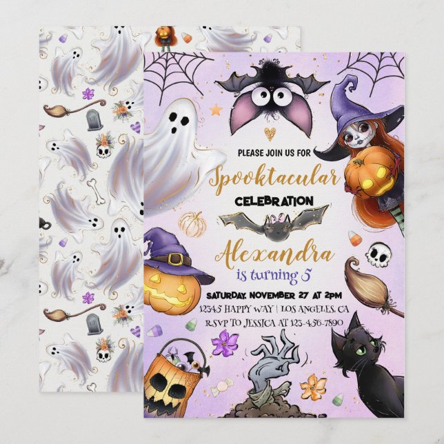 Fantôme Halloween Anniversaire Invitation Spooktac (Devant / Derrière)