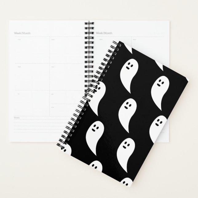 Fantôme Halloween noir blanc mignon motif (Devant avec enveloppe)