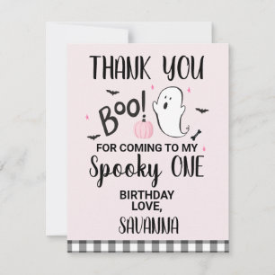 Fantôme rose Boo Halloween Carte de remerciements 