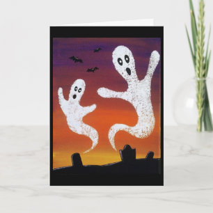 Fantômes dans la carte de voeux de Halloween de