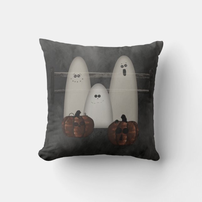 Fantômes Et Coussin Citrouille D'Halloween (Recto)