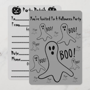 fantômes rigolotes criant boo halloween Invitation