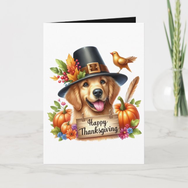 Fappy Thanksgiving dog customizable Holiday Card (Front)