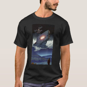 Far from home  alien spaceship hovers above a lone T-Shirt