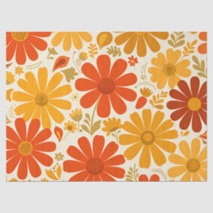 Far Out Cheerful Retro Daisies Burnt Orange Gold Tissue Paper