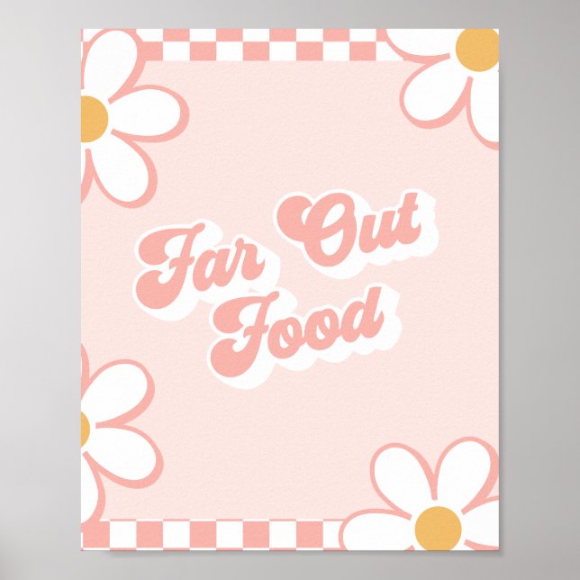 Far Out Food Groovy Baby Shower Food Sign (Front)