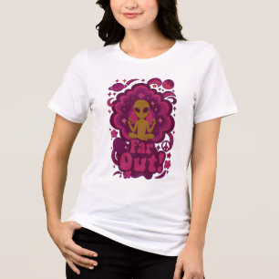 Far Out! Psychedelic Alien Meditation – Retro Cosm Tri-Blend Shirt