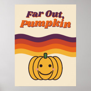 Far Out, Pumpkin Retro Halloween Poster