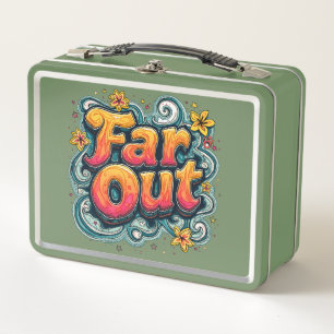Far Out Retro 70s Psychedelic Groovy Hippie Art Metal Lunch Box