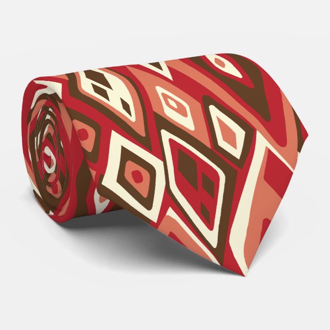 Far Out Retro Abstract Two-side Printed Tie (Rolled)