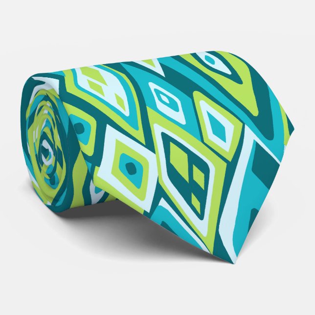 Far Out Retro Abstract Two-side Printed Tie (Rolled)