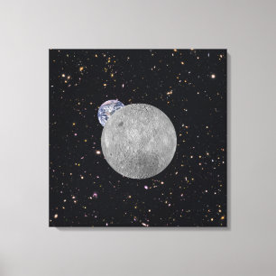 Far Side of the Moon Earth Starry Sky Canvas Print