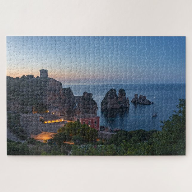 Faraglioni and Tonnara in Scopello in Sicily Jigsaw Puzzle (Horizontal)