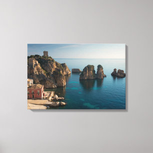 Faraglioni and Tonnara in Scopello, Sicily Canvas Print