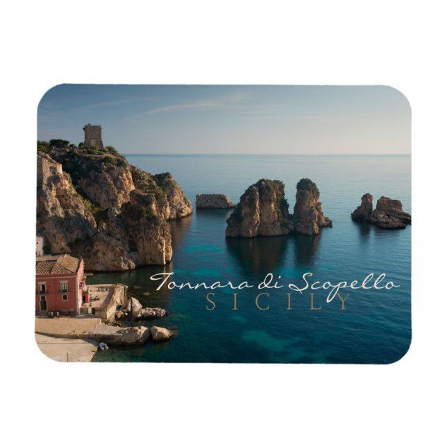 Faraglioni and Tonnara in Scopello, Sicily Magnet (Horizontal)