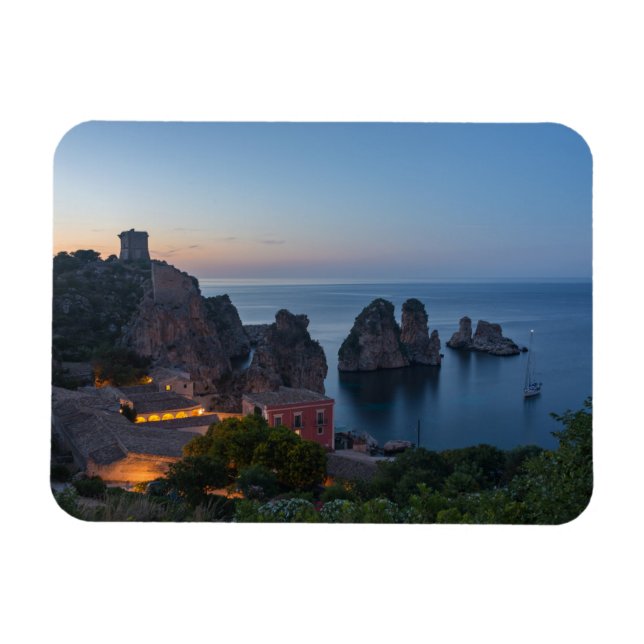 Faraglioni and Tonnara in Scopello, Sicily Magnet (Horizontal)