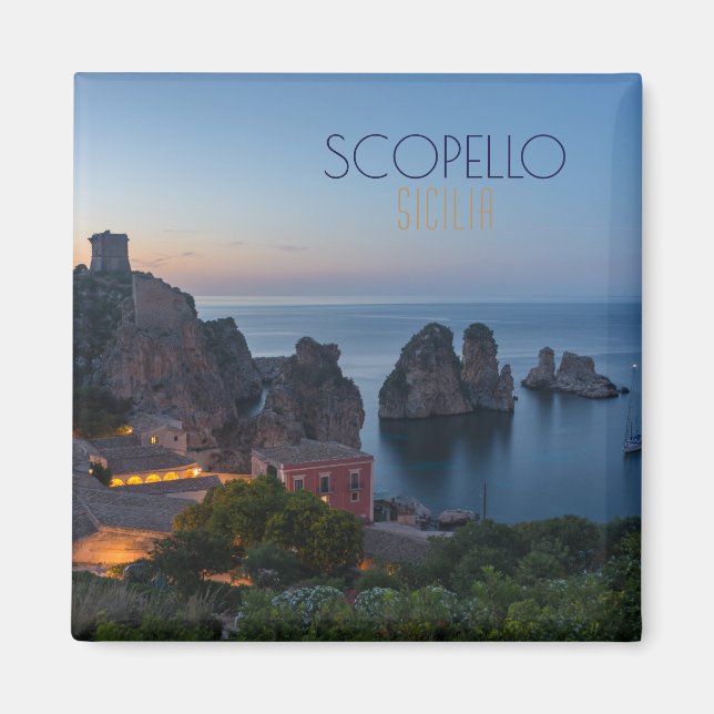 Faraglioni and Tonnara in Scopello, Sicily Magnet (Front)