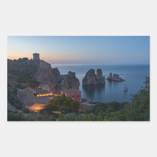 Faraglioni and Tonnara in Scopello, Sicily Sticker (Front)