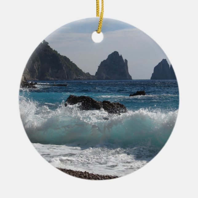 Faraglioni Rock formation on island Capri Ceramic Ornament (Front)