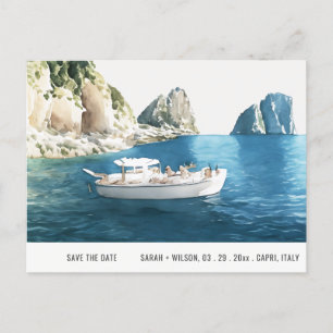 Faraglioni Rocks Capri Watercolor Save The Date Postcard