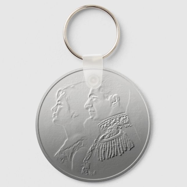 Farah Diba and Shah of Iran Persia design #silv01 Keychain (Front)
