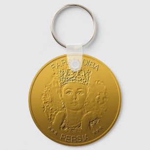 Farah Diba spouse Shah Iran Persia design #gold02 Keychain