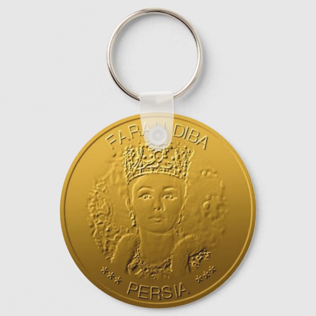 Farah Diba spouse Shah Iran Persia design #gold02 Keychain (Front)